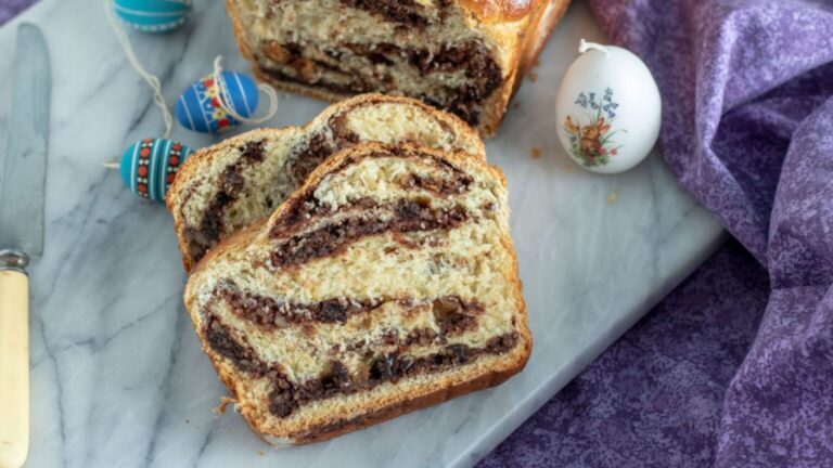 Close up shot of Cozonac bread.