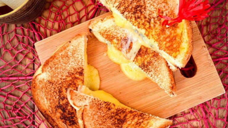top view shot of cheese sandwich.