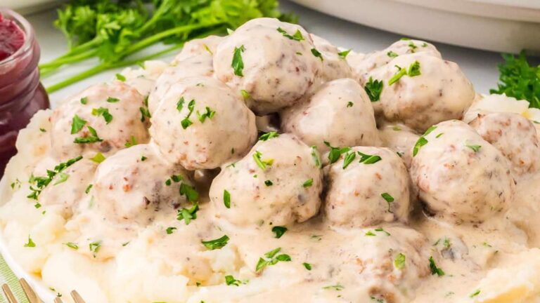 Meatballs with sauce.