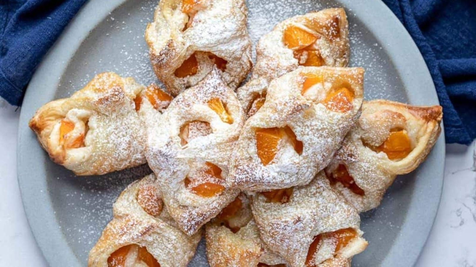 Close up shot of Apricot Danish on a plate.