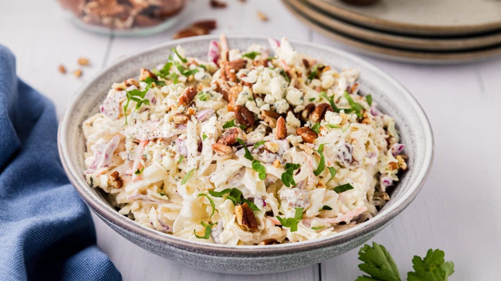 Blue Cheese Coleslaw in a plate.