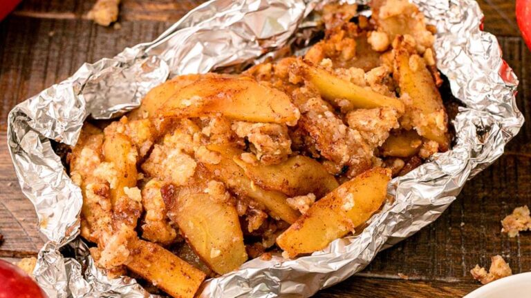 Apple crisp in a foil.