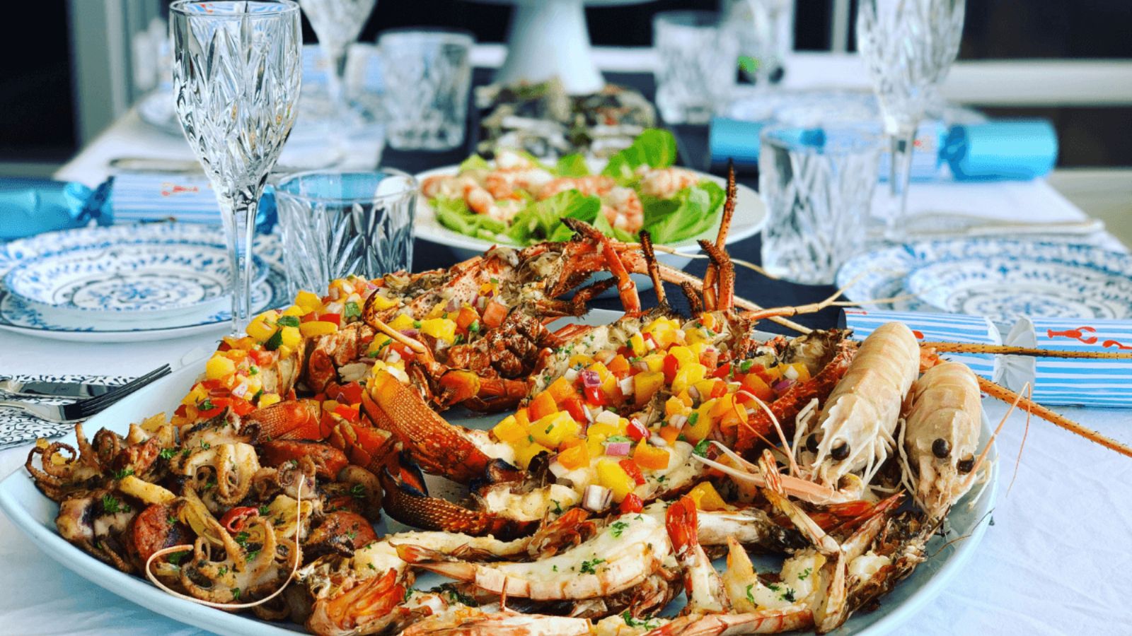 Crayfish lobster on a plate.