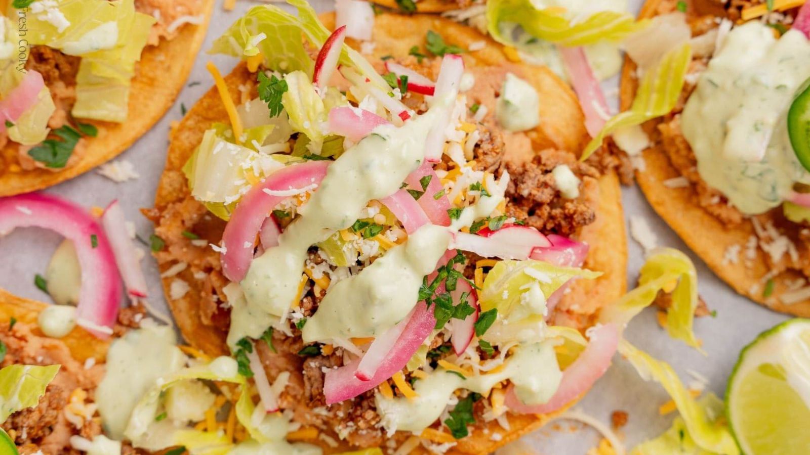 close up shot of tostadas.