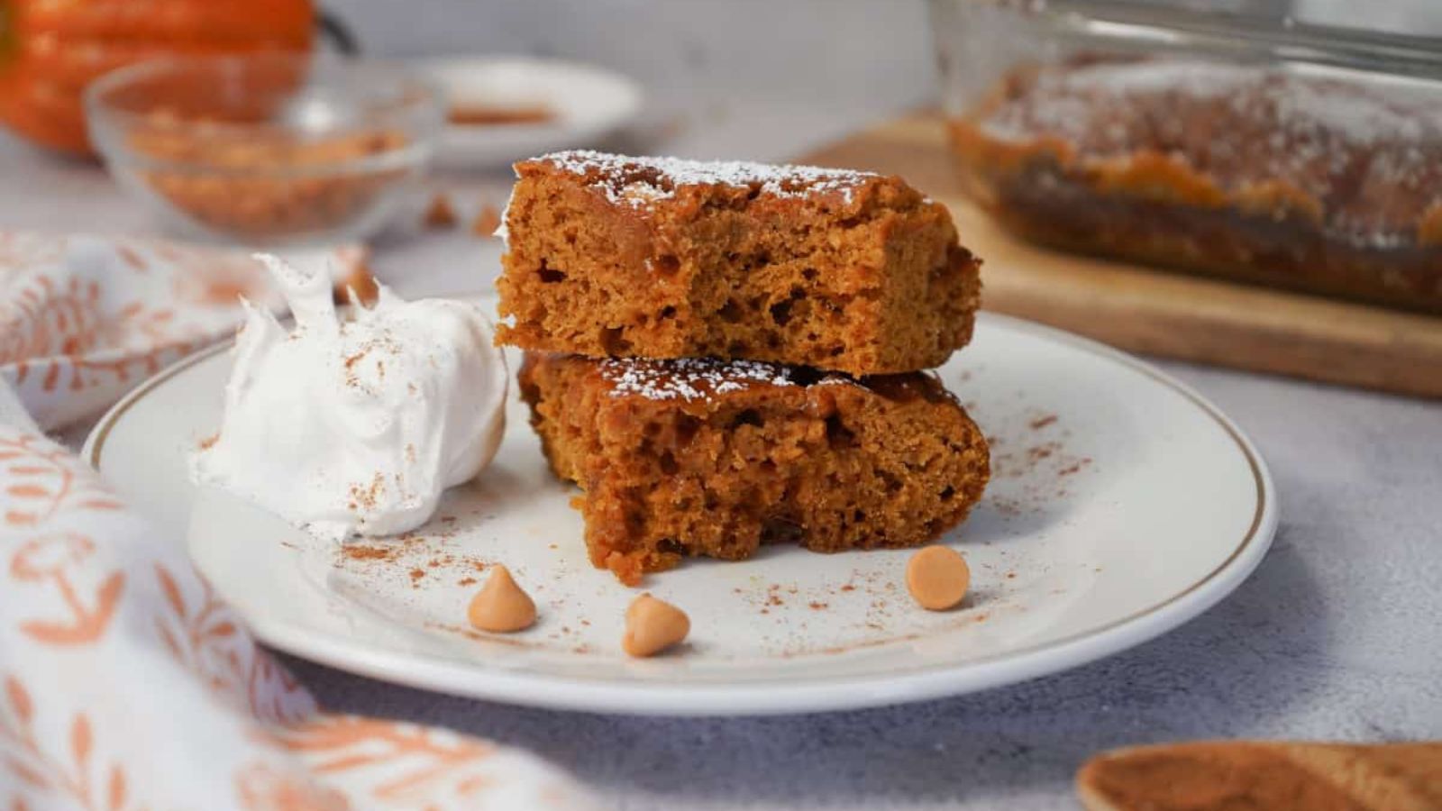Smoked Butterscotch Pumpkin Bars on a plate.