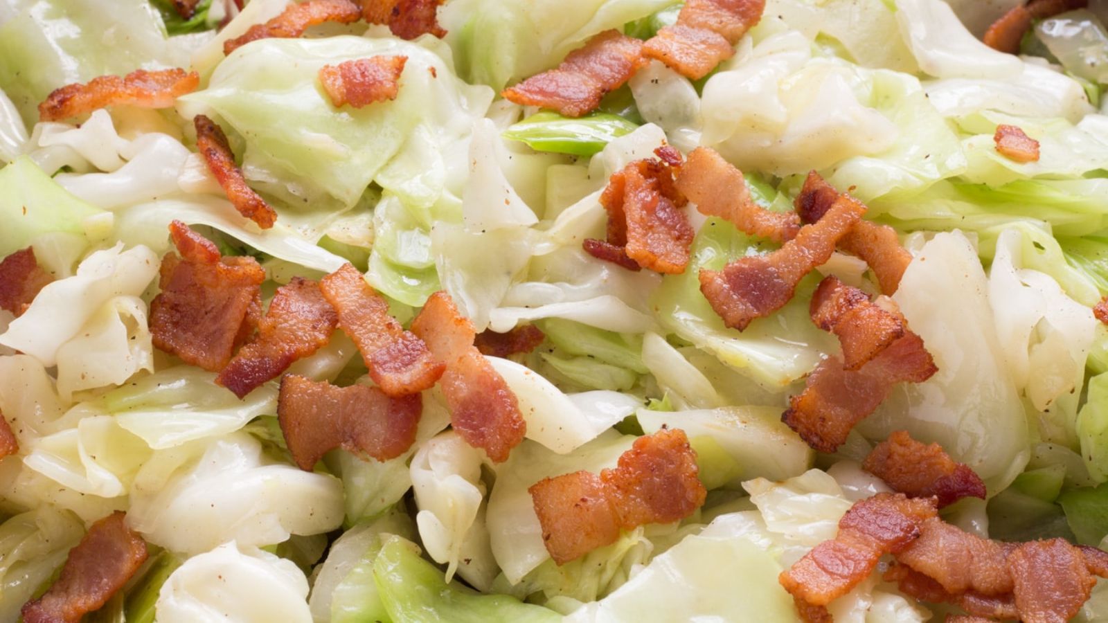 Close up shot of fried cabbage.