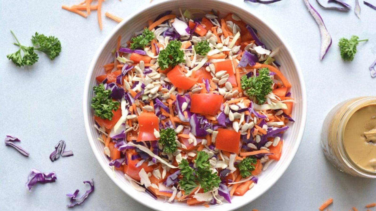 top view shot of Thai Asian Salad on a bowl.