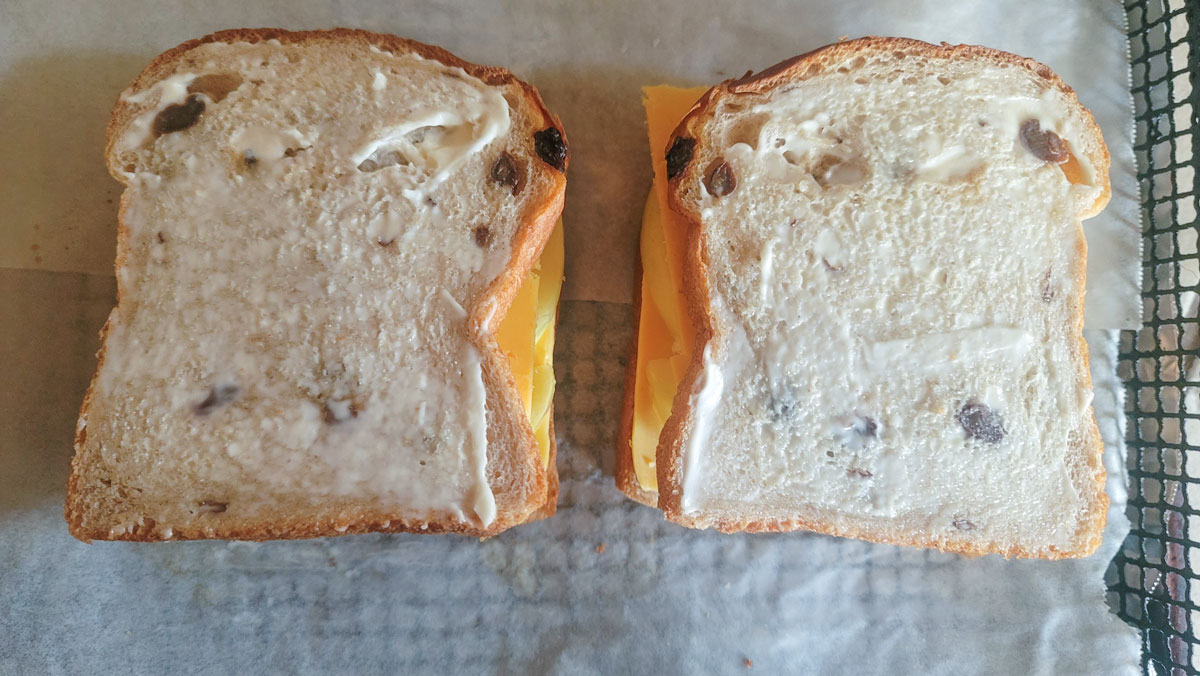 Second piece of bread added to the top of the sandwich.