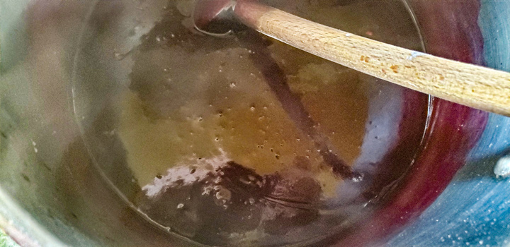 Cherry juice in a large saucepan.