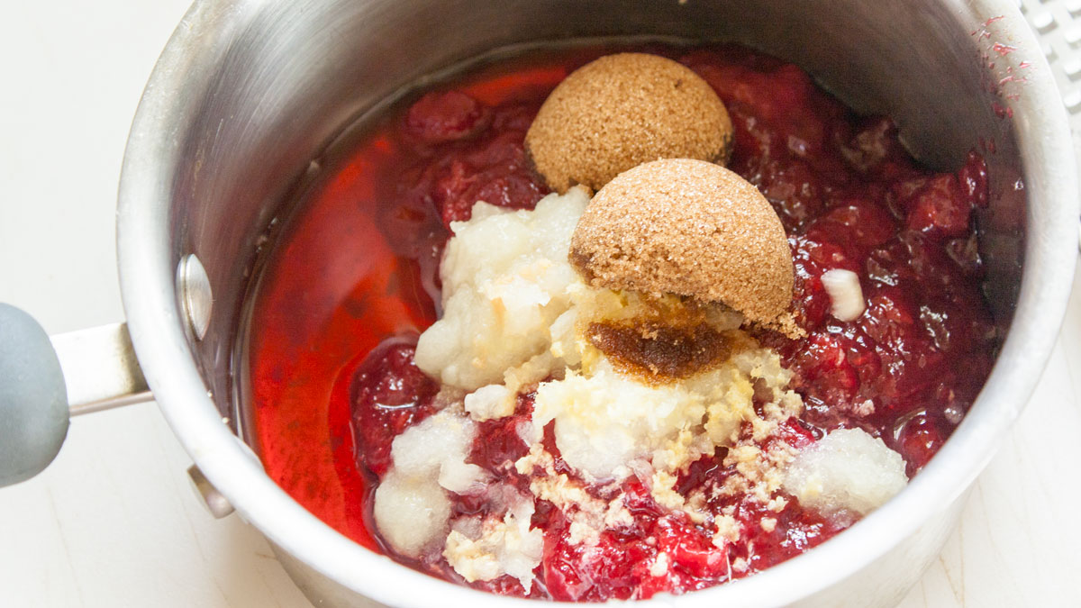 Vinegar and brown sugar added.