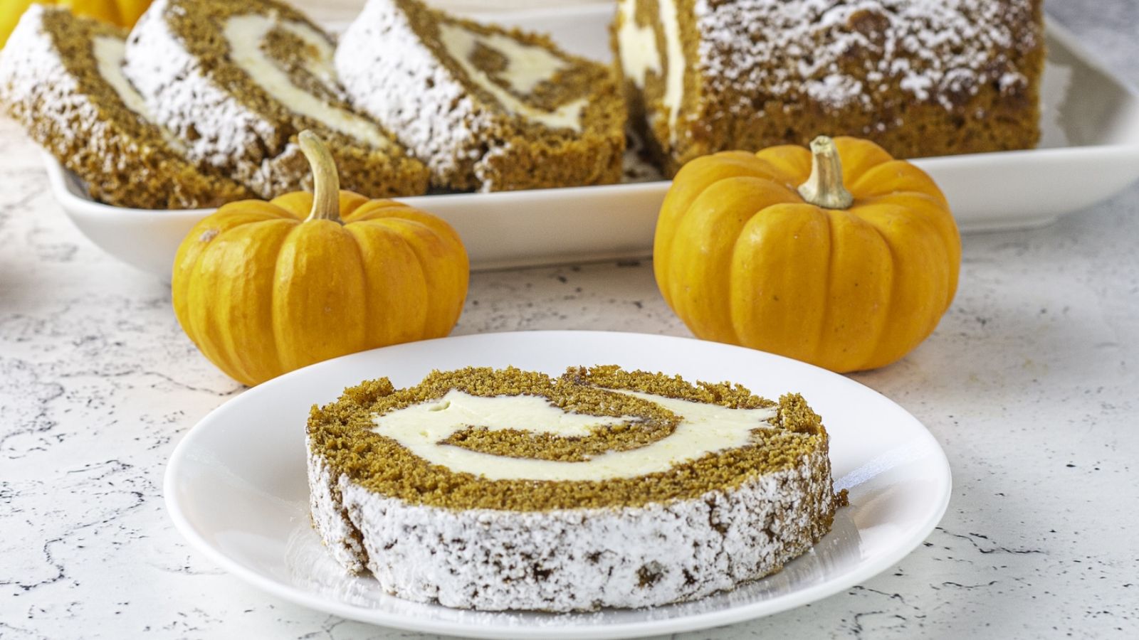Slices of pumpkin roll.
