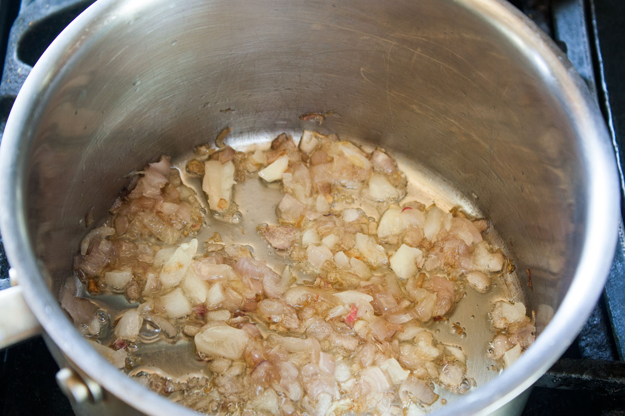 Garlic added to the pan.