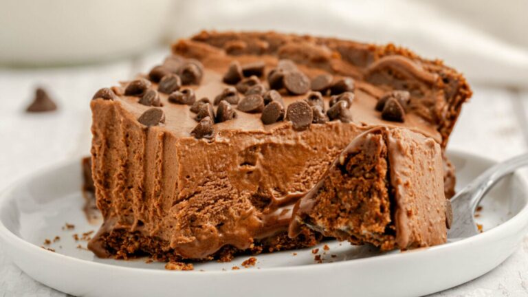 A slice of chocolate pie.