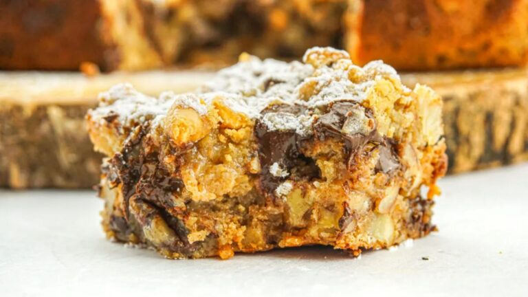 Pecan cookie bars close up shot.