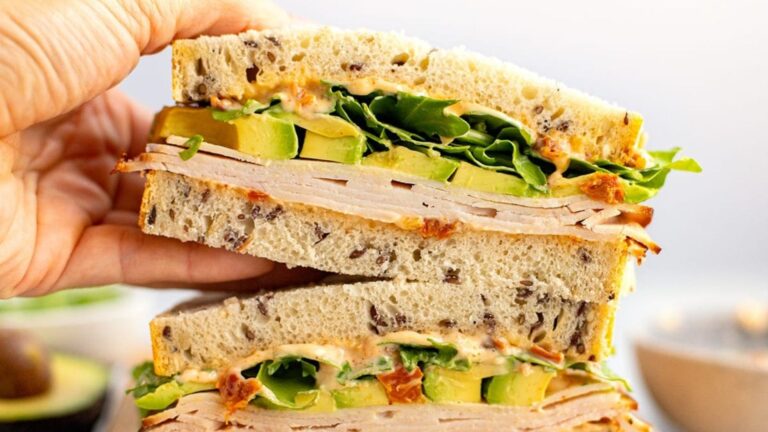Avocado sandwich with turkey.
