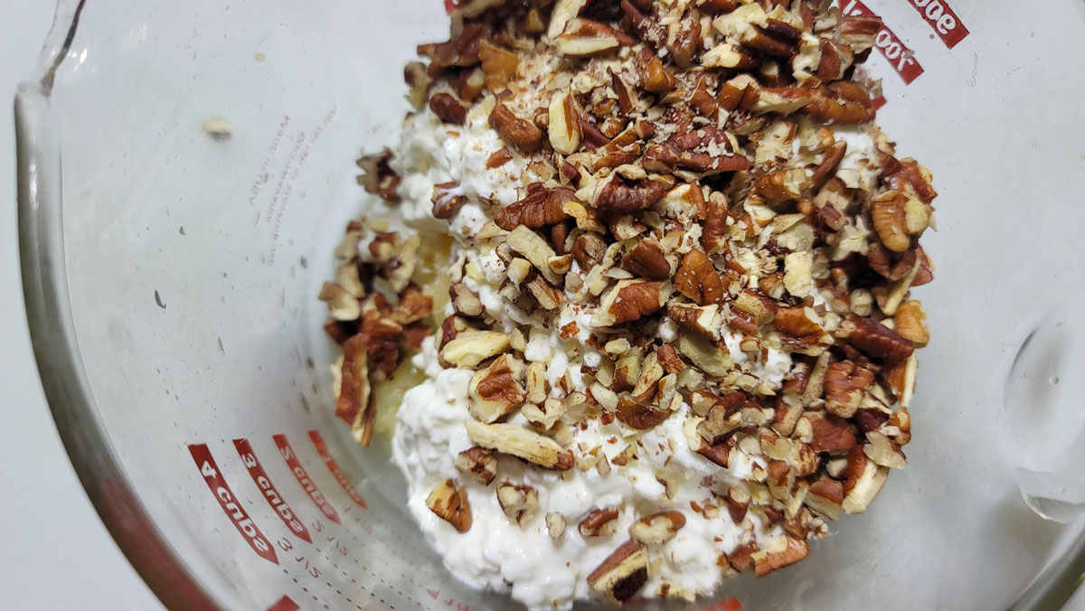 Ingredients addied to a large bowl.